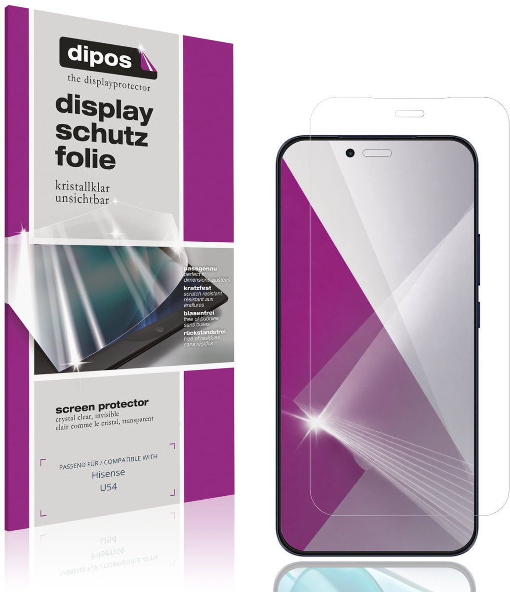 dipos – 4x Beschermfolie geschikt voor Hisense U54 | Krasbestendige & heldere Screenprotector Ultra-Thin
