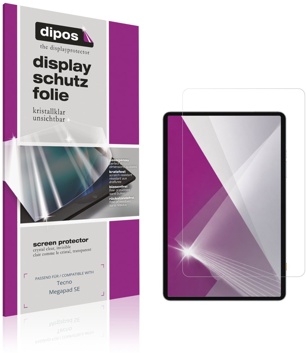 dipos – 2x Beschermfolie geschikt voor Tecno Megapad SE | Krasbestendige & heldere Screenprotector Ultra-Thin