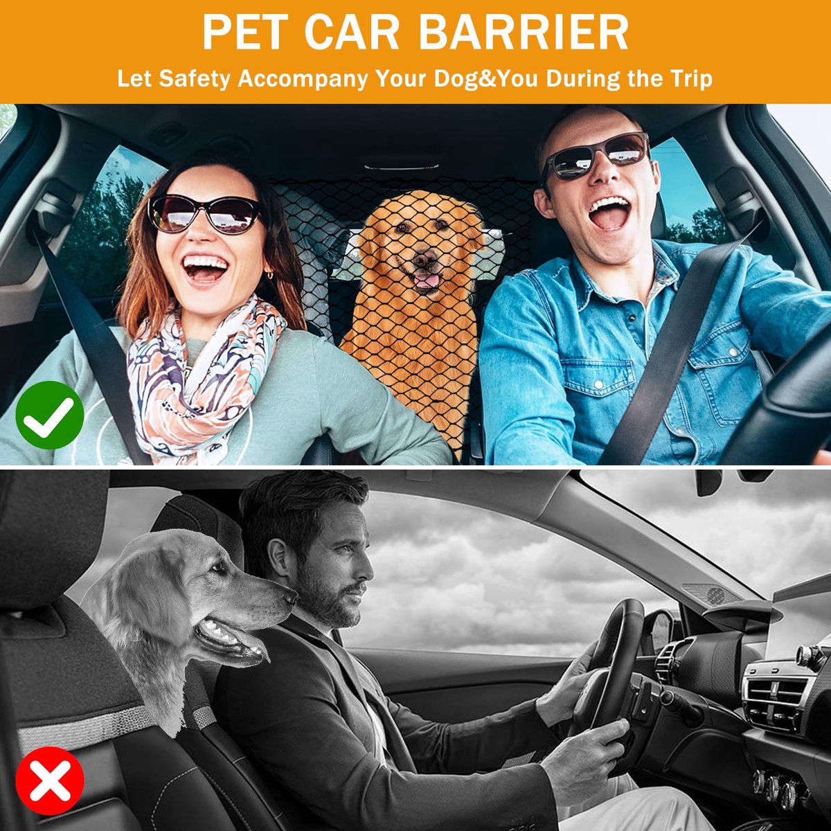 SnelShoppen - Hondenhek Auto Kofferbak - Veiligheidsnet voor Honden - Universeel Autobeschermingsrooster met 4 Haken - Beschermingsrooster voor SUV -