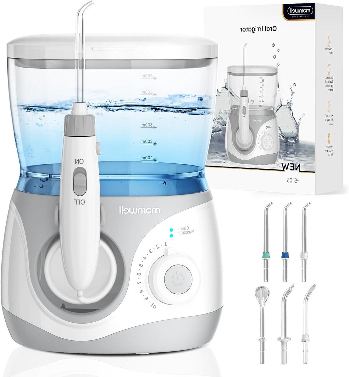 Monddouche - Waterflosser - Effectieve mondreiniging - 10 Drukstanden - 600ml Tank - Wit