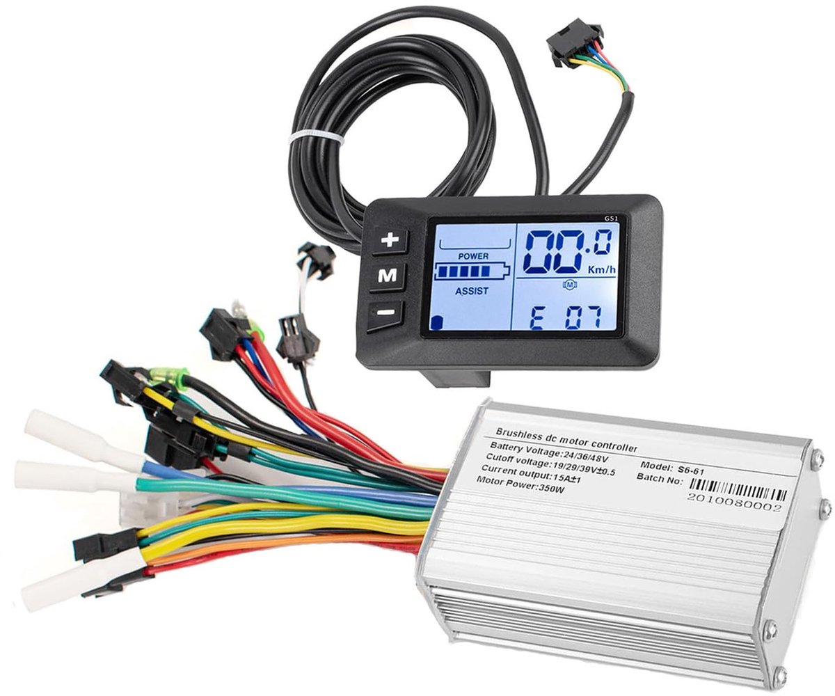 SnelShoppen - Kunray E-bike controller 24 V 36 V 48 V met LCD-scherm, intelligent paneel, elektrische scooter controller, 350 W borstelloze motorcontr