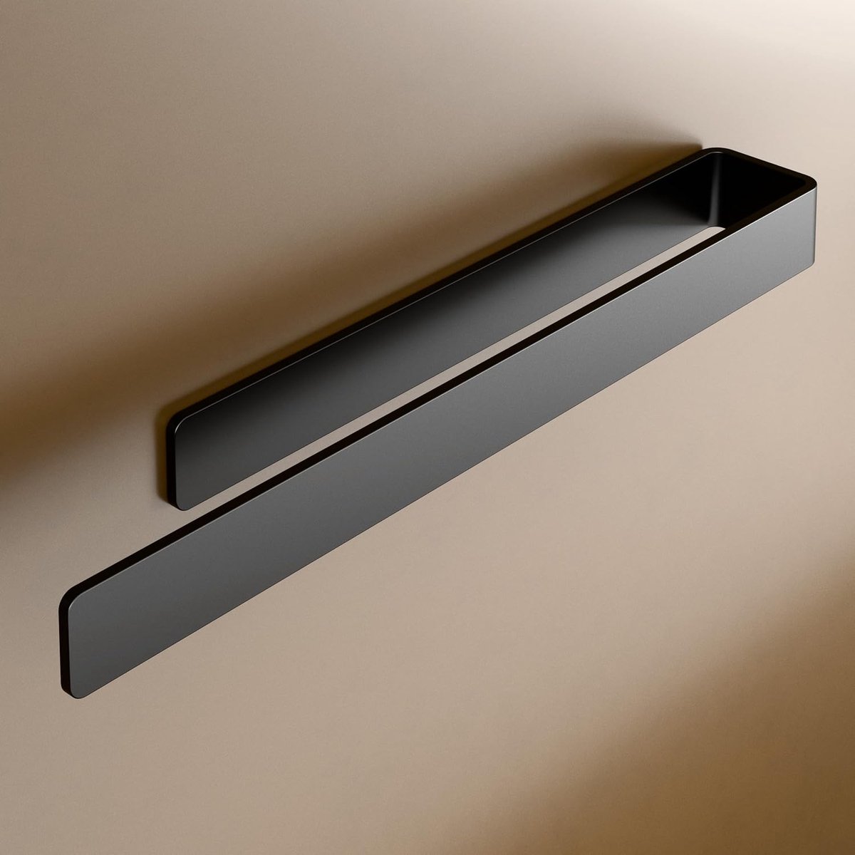 SnelShoppen - Handdoekhouder zonder boren - Handdoekstang Aluminium Zwart 40 cm - Krachtige Plakband Voor Badkamer Keuken Gym