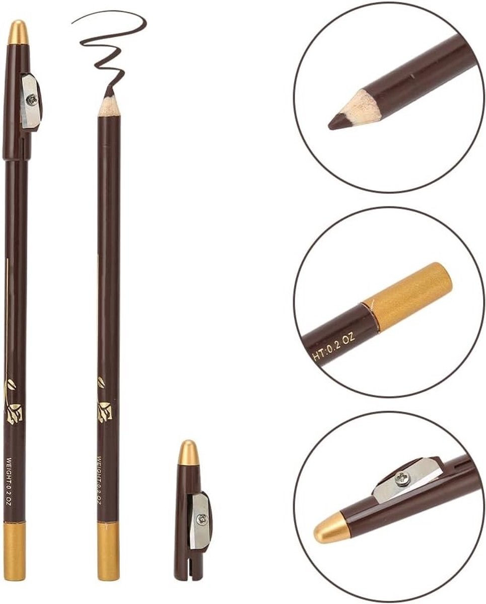 Professionele Baardpotlood met Ingebouwde Slijper voor Precisie en Haarlijn Tekeningen - Verzorgingsgereedschap voor Mannen (Donkerbruin)