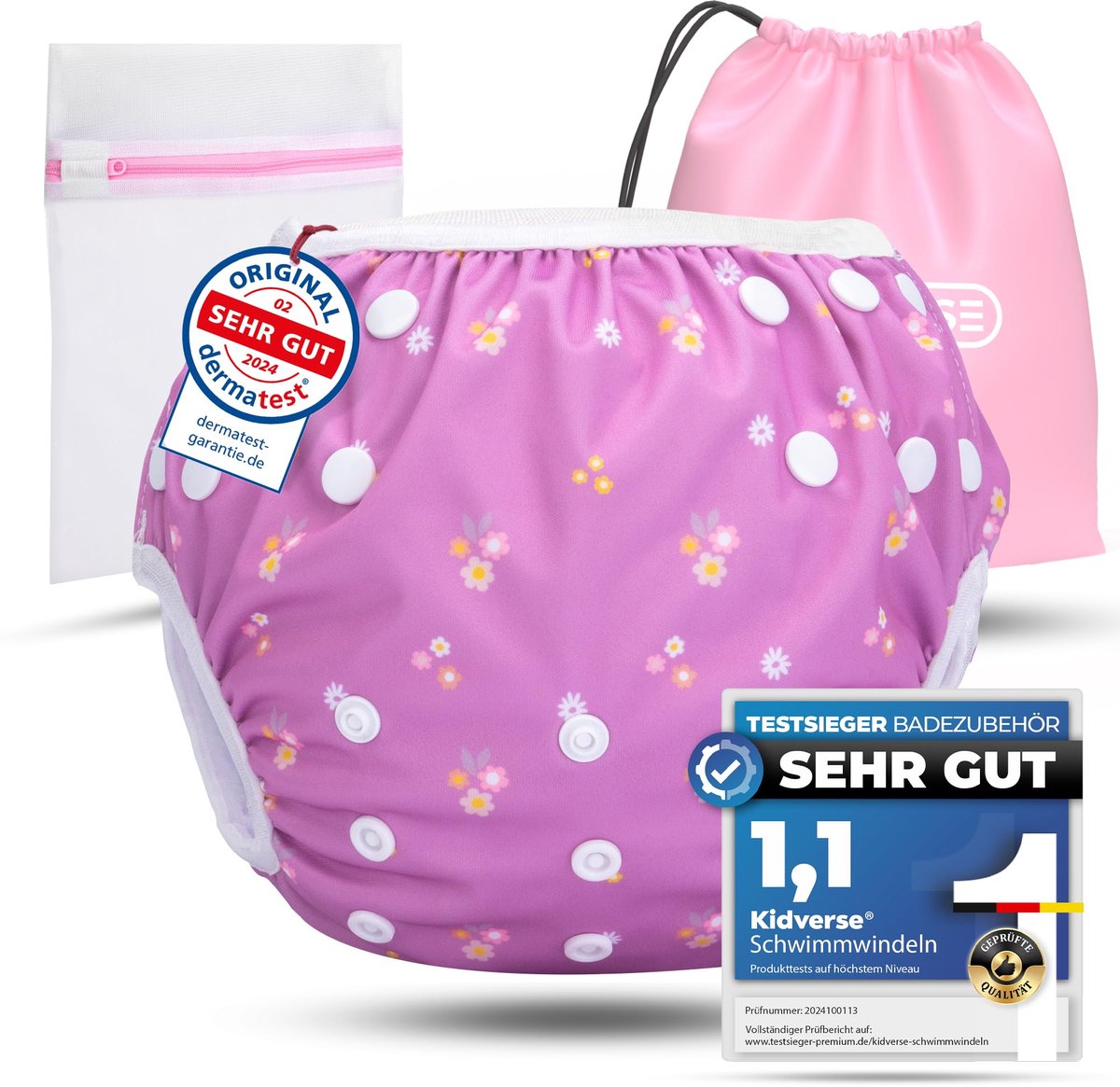 SnelShoppen - KIDVERSE zwemluiers baby 0-3 jaar – herbruikbare en absorberende zwemluiers met opbergzakje & wasnet – huidvriendelijk voor kinderen, id