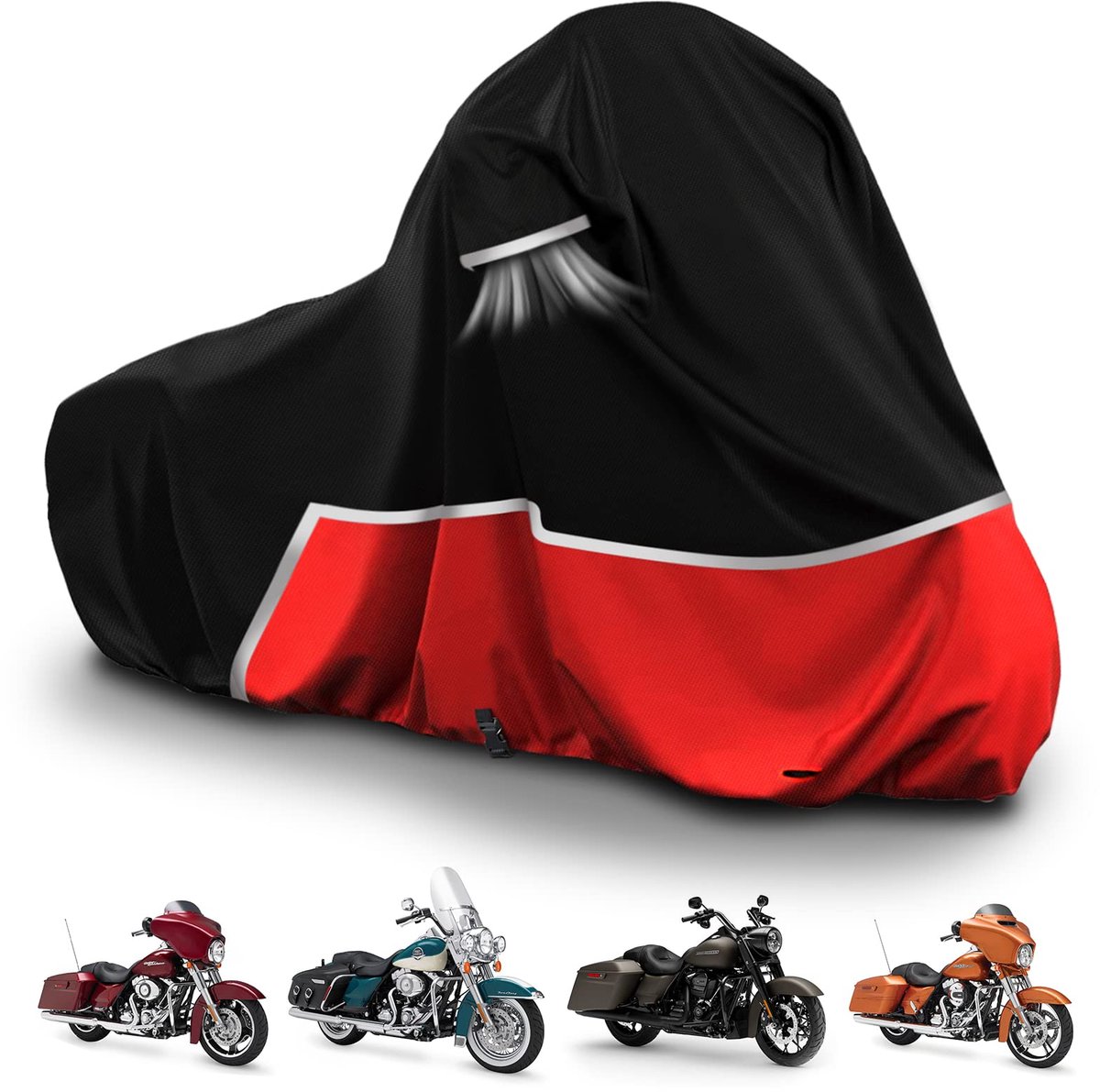 SnelShoppen - Waterdichte motorhoes voor Harley Davidson Touring modellen - 420D Oxford doek - Electra Glide, Road King/Glide, Street Glide, CVO Road/
