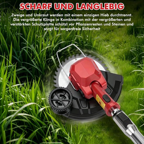 Accu Grastrimmer - Tuinmaaier Bosmaaier - Gazon Onderhoud - 3-in-1 Functionaliteit - 20 cm Maaibreedte - Rood — afbeelding 4