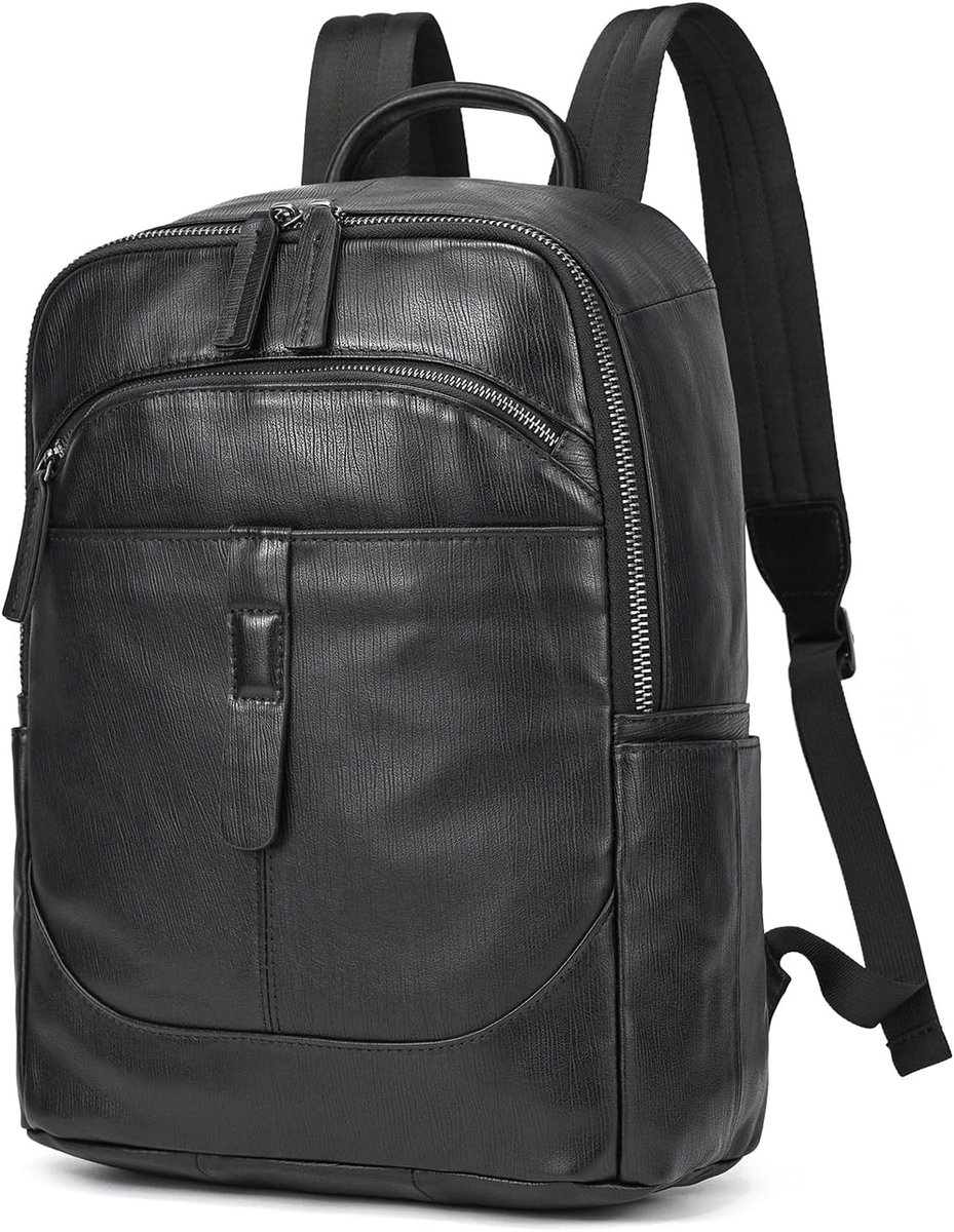 LUUFAN Genuine Leather Shoulder Bag for Men, Casual Backpack Multiple Pockets Daypack 15.6 Inch Laptop Bag for Travel - ShopVlot