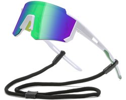 SnelShoppen - Suertree Fietsbril, Gepolariseerde Sportzonnebril UV400 voor Dames en Heren, Lichte Snelle Outdoor Bril, Wit + Groen, Ideaal voor Fietse