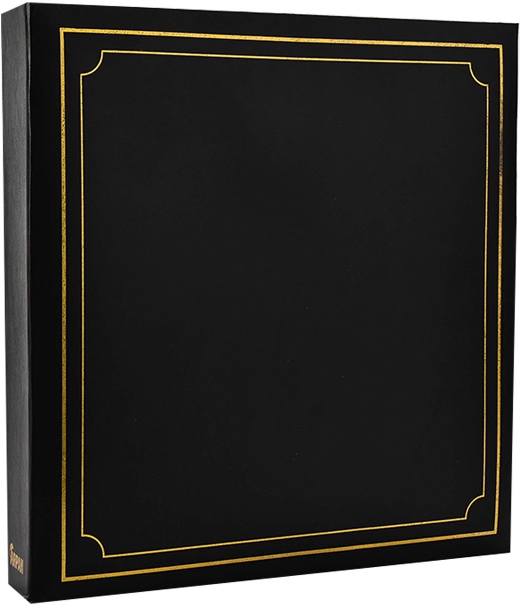 SnelShoppen - Groot Insteekalbum voor 500 Foto's, 15,2 x 10,2 cm, Met Goudkleurige Stempel, Gevoerde Omslag, Zwart, 34 x 4 x 33 cm, Perfect voor Herin