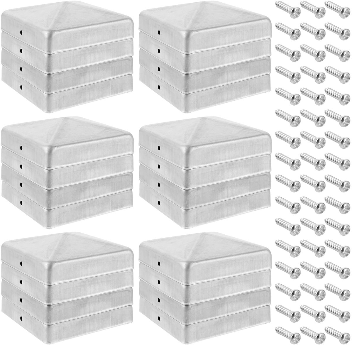 SnelShoppen - 24 Stuks Paaldoppen 90 x 90 mm, Hekkappen met Schroeven voor Hekpalen 9 x 9 cm, Paalafdekking voor Houten en Metalen Palen, Tuinaccessoi