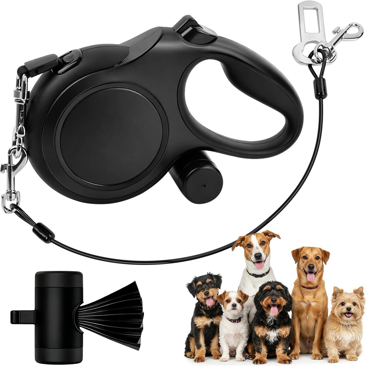 SnelShoppen - Ecofocet Intrekbare Lijn voor Honden, 8m, Flexibele Hondenlijn, Lichtgewicht, Ergonomisch Handvat, Geschikt voor Alle Hondenrassen, Idea