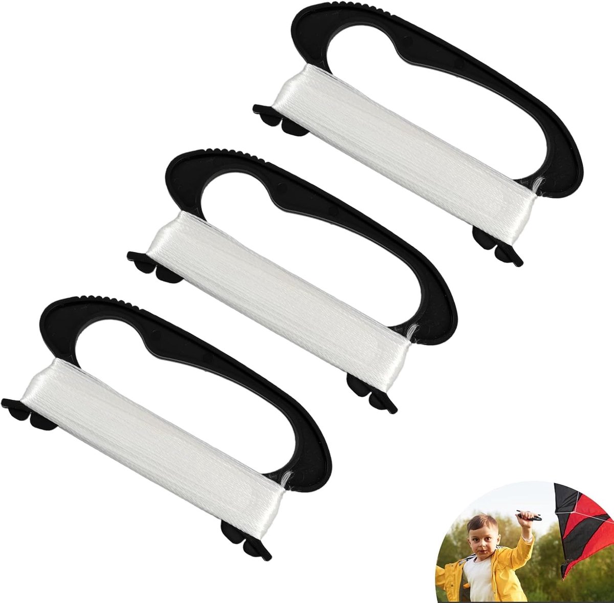 Deze 3-delige set van 100 meter vliegerlijn (met oproller) is een multifunctionele vliegerlijn die geschikt is voor zowel beginners als ervaren vliegeraars en perfect is voor groepsactiviteiten in de buitenlucht,zwart,100M