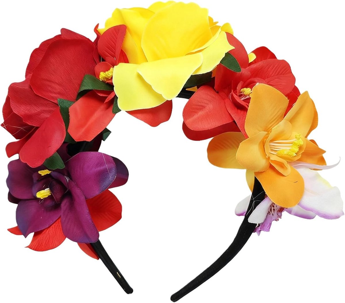 Mexicaanse Bloemenkrans Haarband voor Halloween, Feestkostuum en Cosplay met Rozen en Bloemenaccessoires