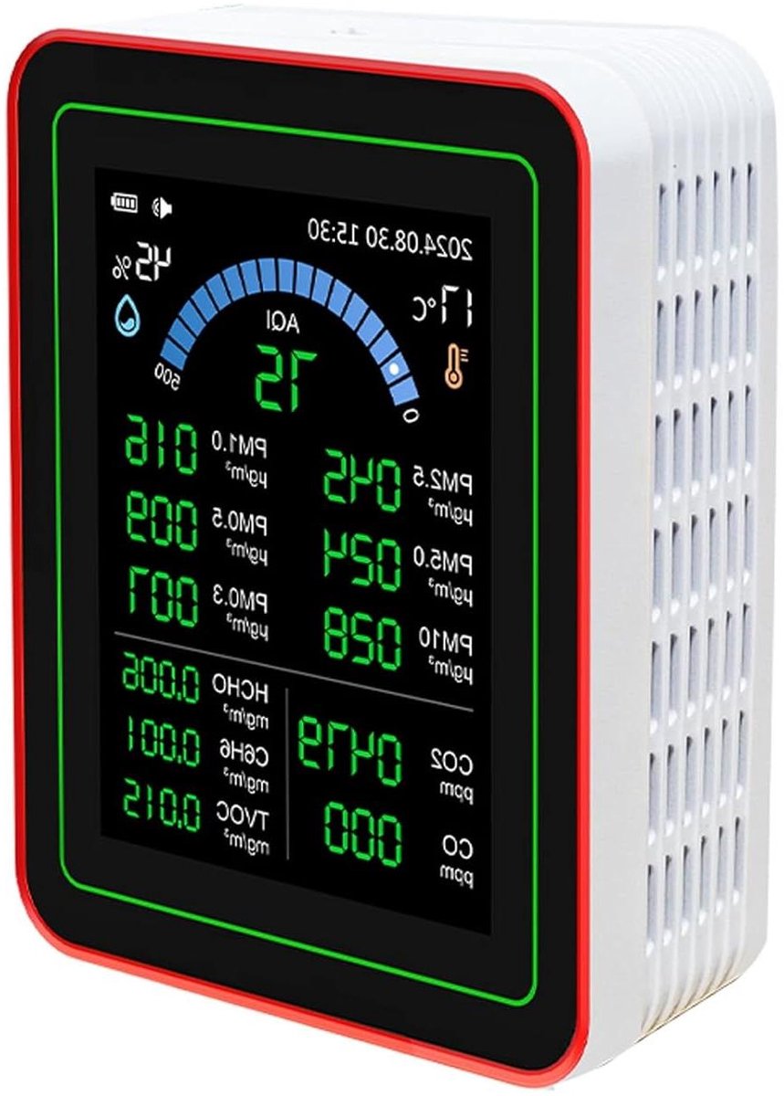 Luchtkwaliteit Tester - Binnenlucht Monitor - Gezonde Lucht - 18 in 1 Functies - 2.8 Inch HD Display - Wit