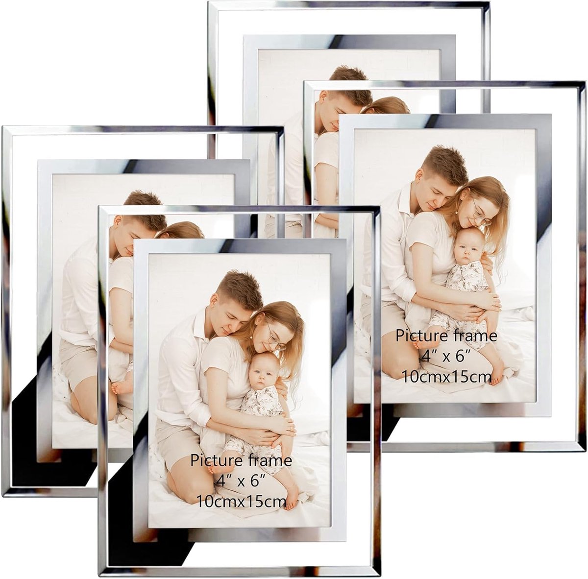 SnelShoppen - Set van 4 Fotolijsten Glas 10x15cm voor Tafelstandaard - Moderne Fotolijsten voor Thuis, Wanddecoratie, Feest en Cadeaus