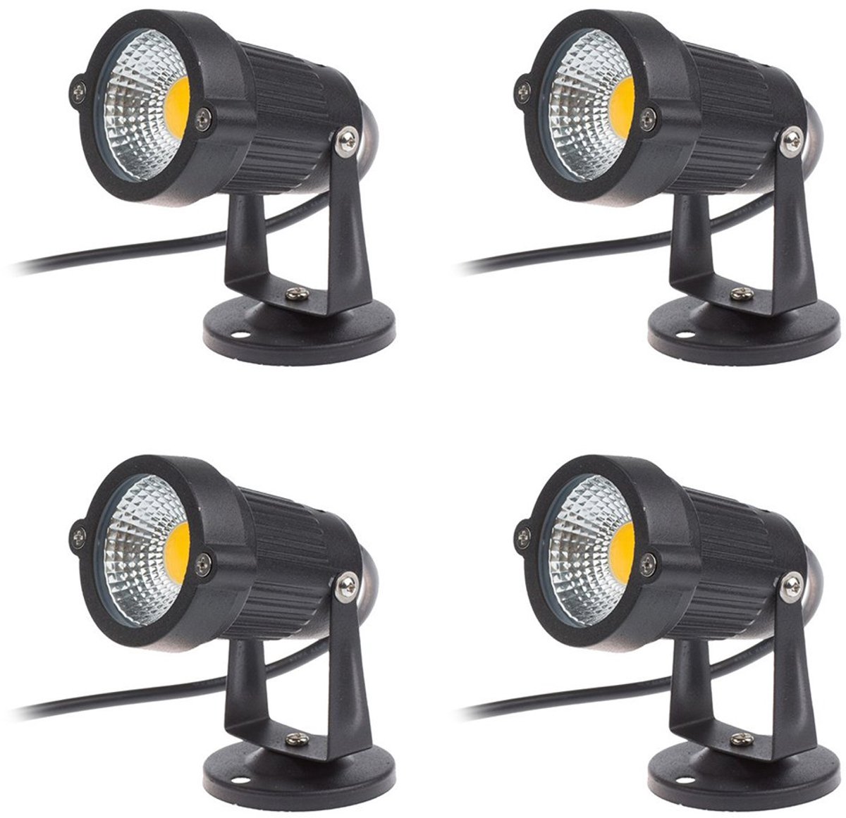 SnelShoppen - Set van 4 Spotlight LED-tuinverlichting Cob 5W 220V IP65 Waterdichte Buitenverlichting voor Patio, Tuin, Pad, Feest en Camping