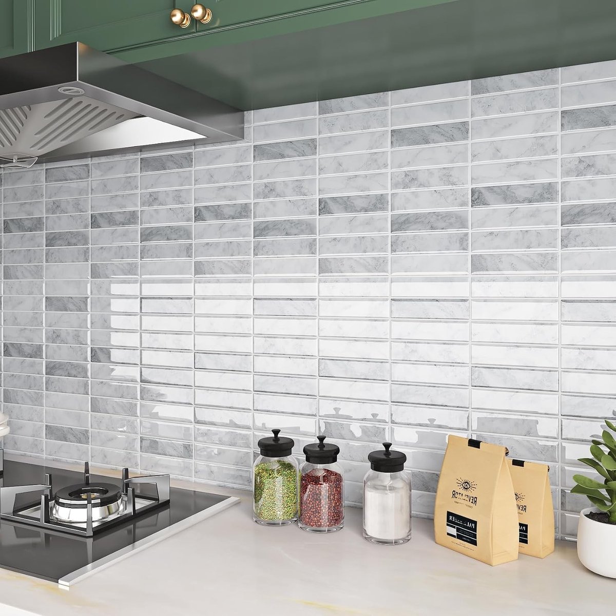 Zelfklevende Marmerlook Wandtegels voor Keuken en Badkamer - Waterdichte 3D Stickers, Set van 3 Stuks 30.5 x 30.5 cm, Ideaal voor Haard en Muurdecoratie