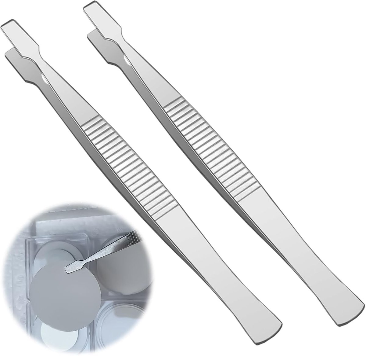 Set van 2 RVS Stamp Tweezers voor Precisiewerk, Perfect voor Postzegelverzameling en Knutselen, Draagbare en Nauwkeurige Pincetten voor Filatelie