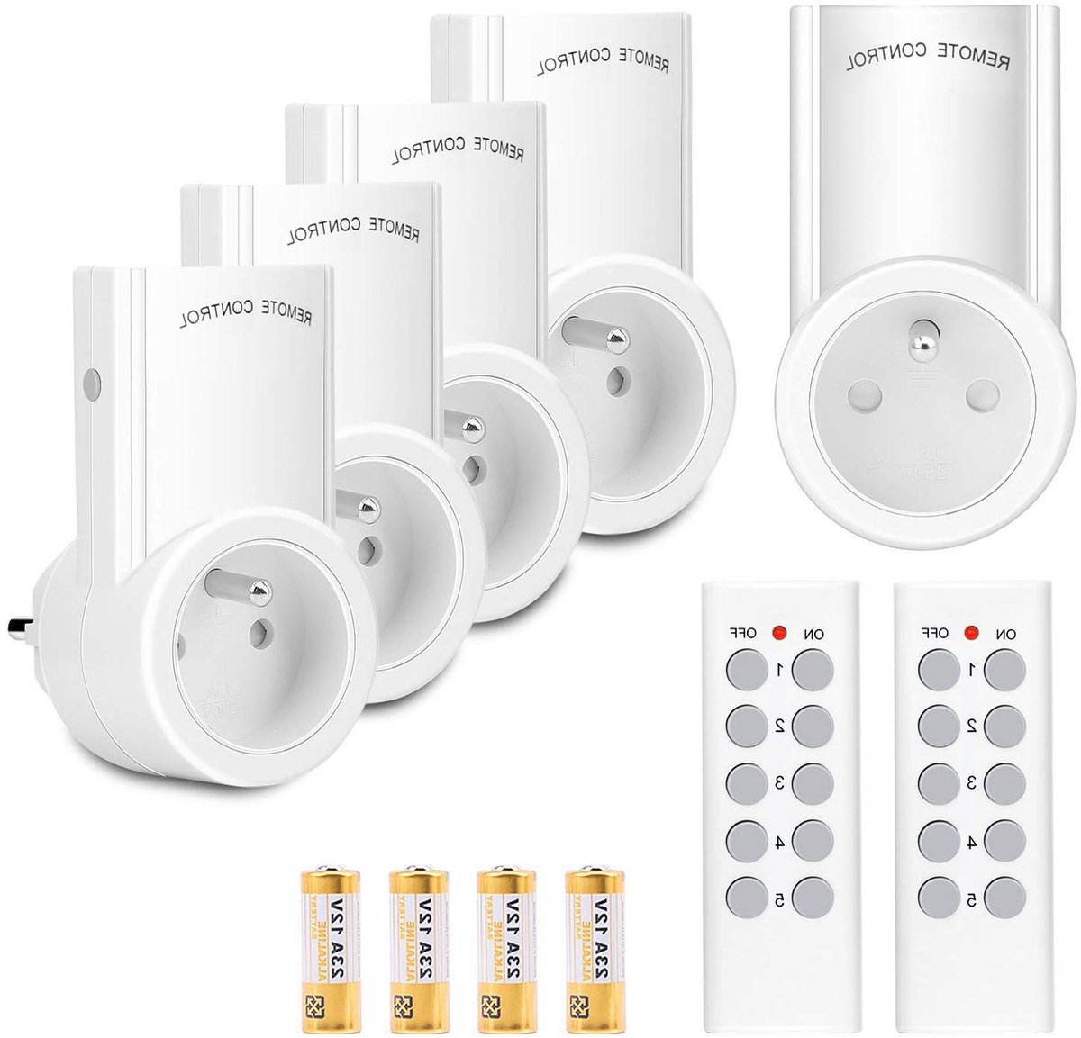 Draadloze Stopcontacten - Afstandsbediening - Apparaten Bedien - Programmeerbaar - 5 Stuks - Wit