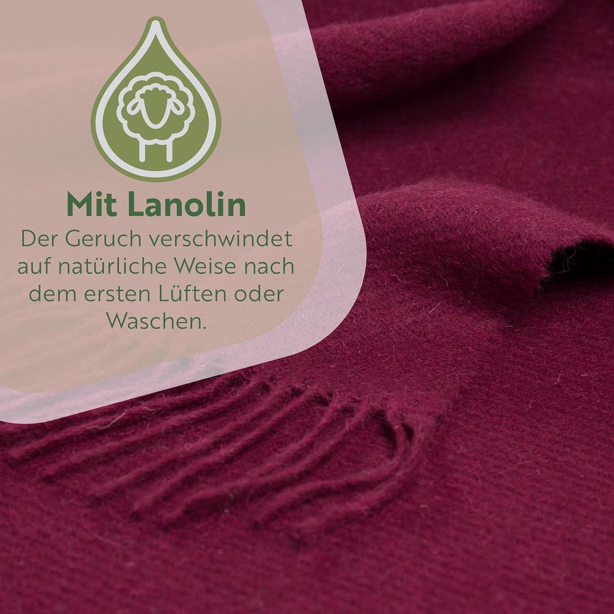 SnelShoppen - 100% Puur Wollen Deken, Warme Ademende Lichtgewicht Wollen Deken met Franjes, Temperatuurregulerend Comfort voor Bank, Bed en Buiten, Ro