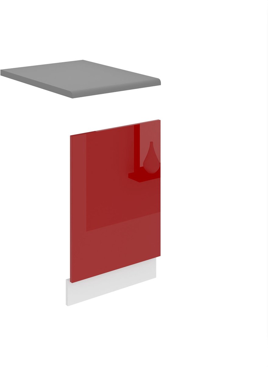 BELINI Voorpaneel Vaatwasser PO 45 cm Zonder Handgreep met Werkblad - Rood Hoogglans