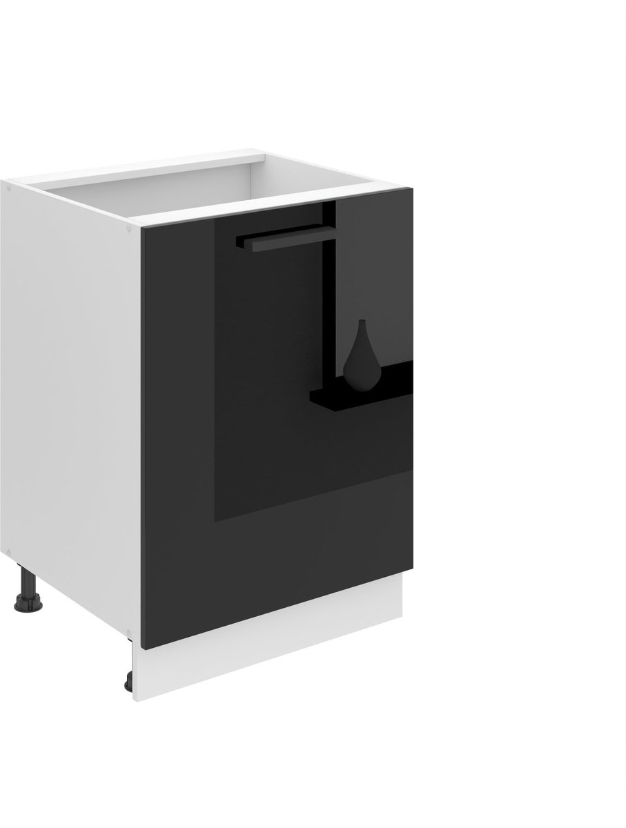 BELINI Keukenonderkast SD 60 cm met 1 Deur - Zwart Hoogglans