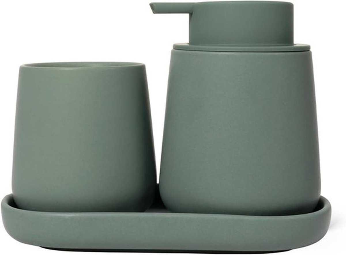 Complete Badkamer Accessoireset in Groen - Inclusief Zeepdispenser, Tandborstelhouder en Handdoekhouder