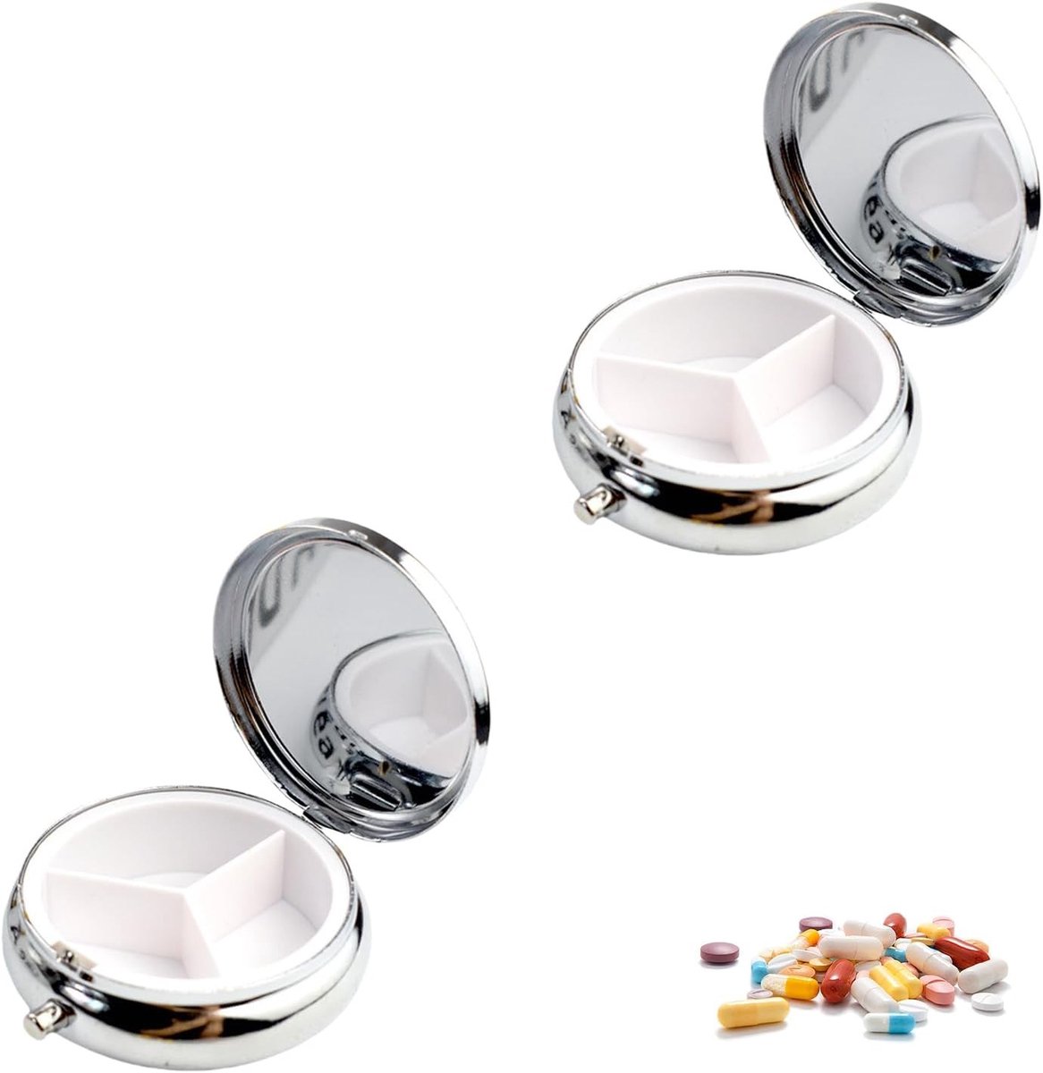 Compacte Pillendoos voor Reizen met 2 Compartimenten - Mini Medicijnopberger voor Vitamines en Supplementen, Handige Reispillendoos en Tablettenhouder