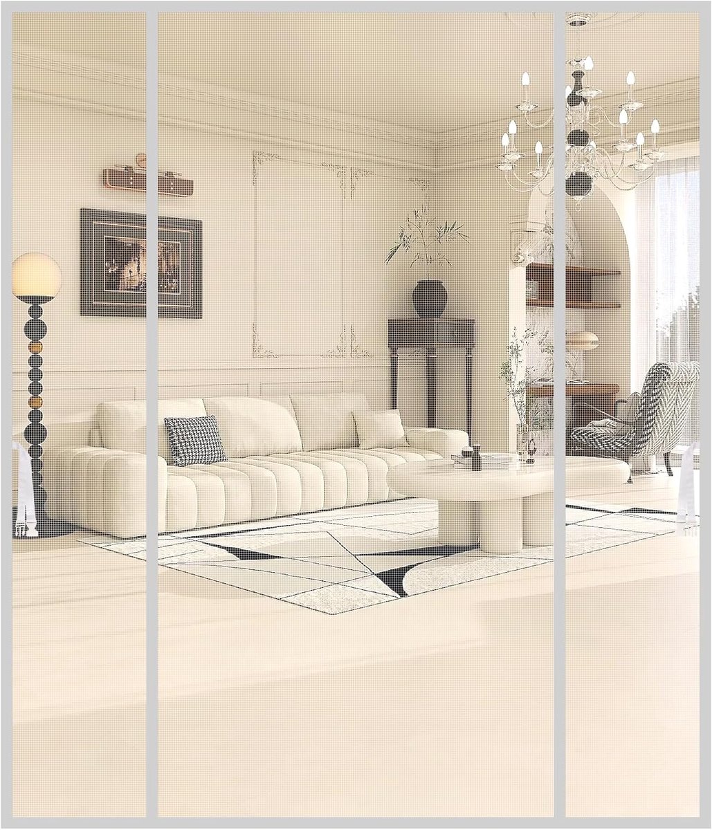 SnelShoppen - Witte Magneetdeur 190 x 212 cm, Sluit Automatisch, Muggennet met Dubbele Zijdelingse Opening, Ideaal voor Deuren en Ramen in Huis en Tui