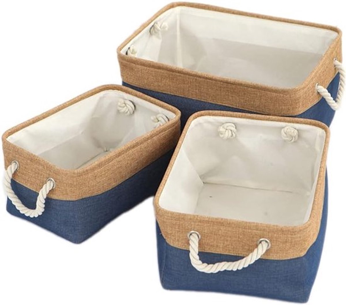 Linnen Opbergmand met Dubbele Kleur, Handvatten voor Badkamer, Slaapkamer en Woonkamer, Ideaal voor Luiers en Organisatie