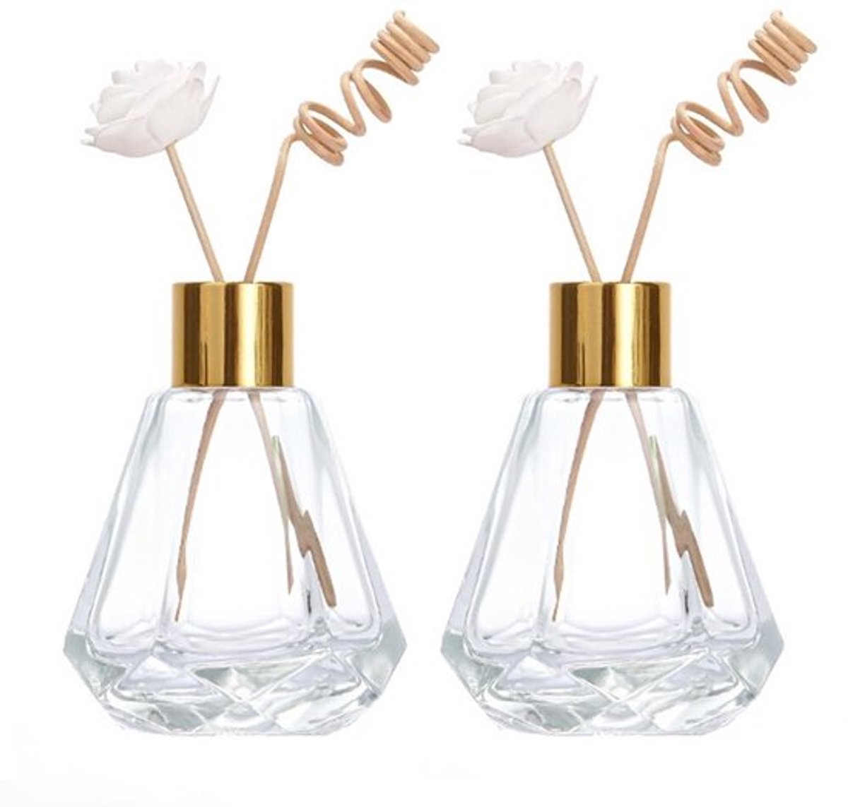 Diffuser Flessen 60ml - Glazen Potten - Navulbaar - DIY Aromatherapie - 2 Stuks - Stevige 