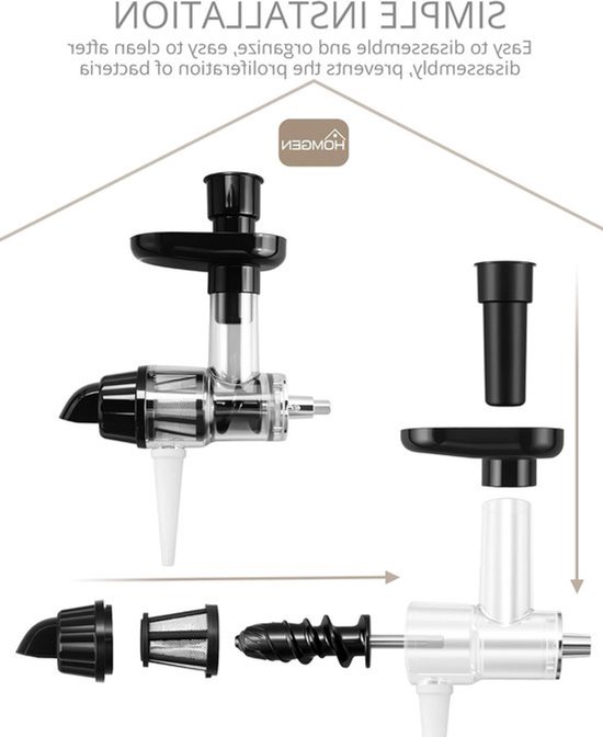 Kauwende Juicer Accessoire voor Keukenmachine - Slow Juicer voor Sap en Pulp - Koudpersen en Citrus Extractie Accessoire — afbeelding 4