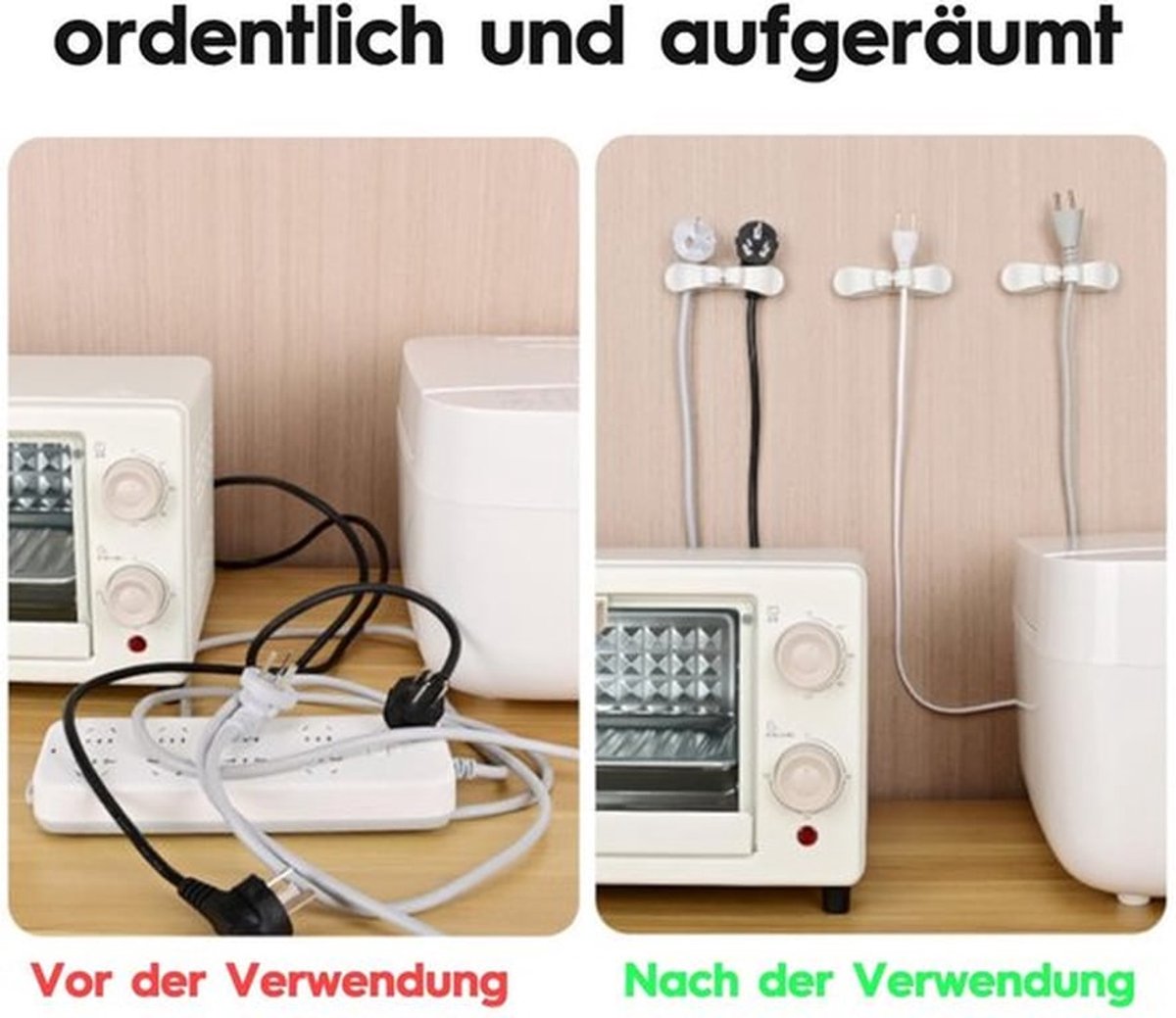 Set van 3 Zelfklevende Kabelhouders voor Organisatie