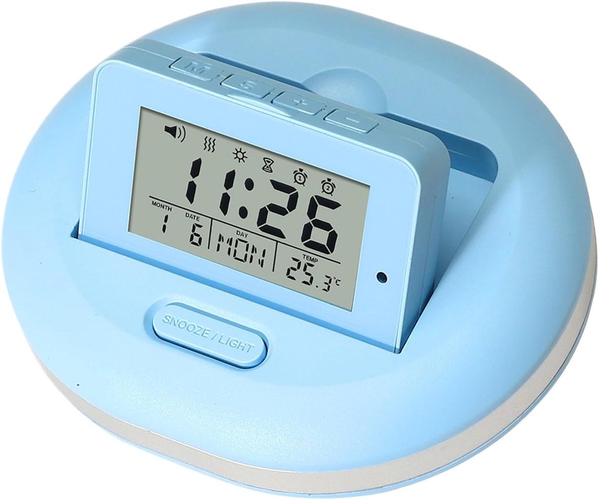 Digitale Wekker - LED digitale klok - Werkt op batterijen - wekker kind - Alarmklok - Energiezuinig - Digitale trilwekker - Wekkers - Twee alarmen - voor Kinderen & Volwassenen -Voor slaapkamers Reizen badkamer bureau diepe slapers - 10x8.5x2.6cm