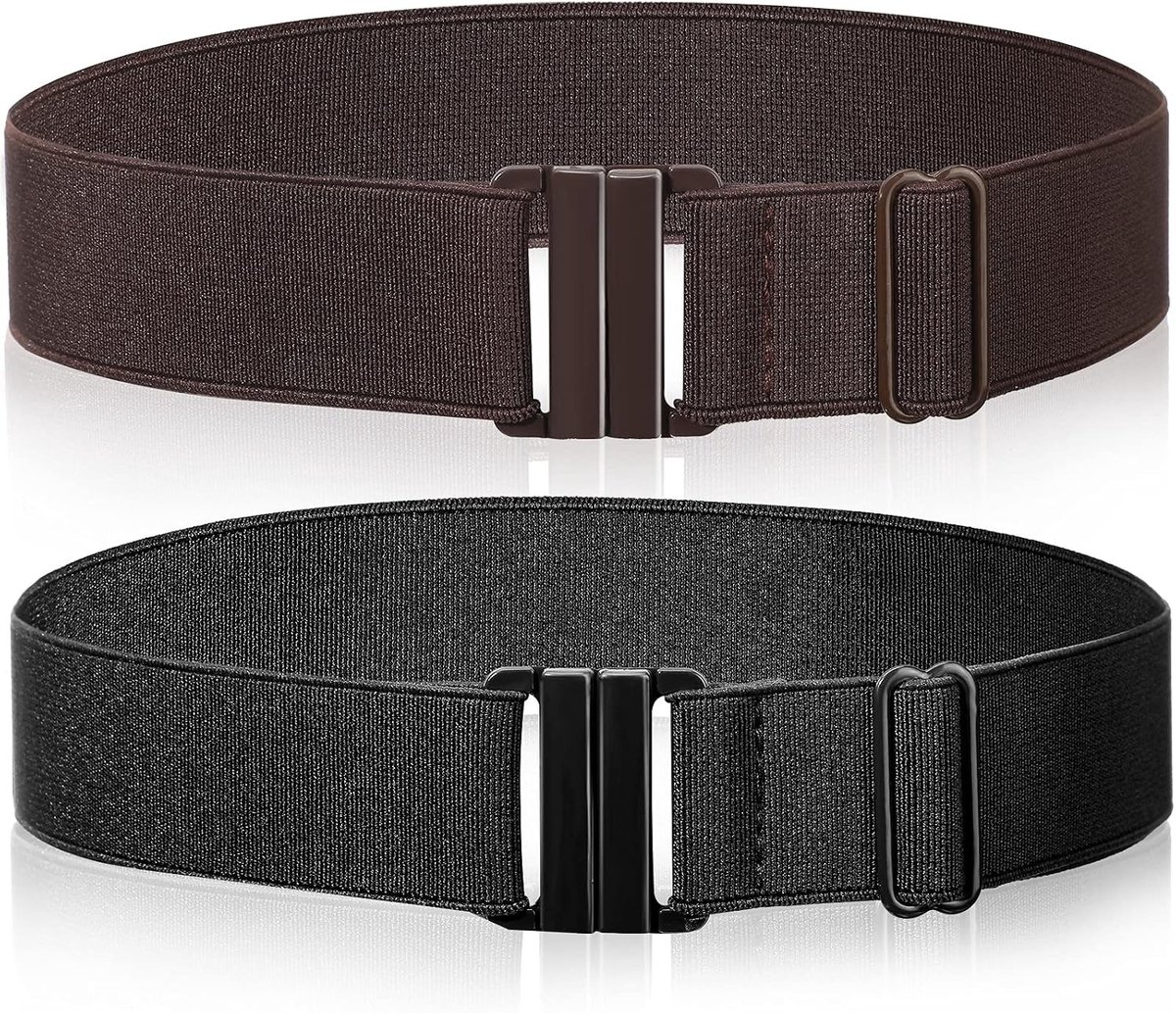 Verstelbare Onzichtbare Elastische Riem met Platte Gesp in Bruin, Geschikt voor Taille 70-95 cm, Comfortabel en Stijlvol