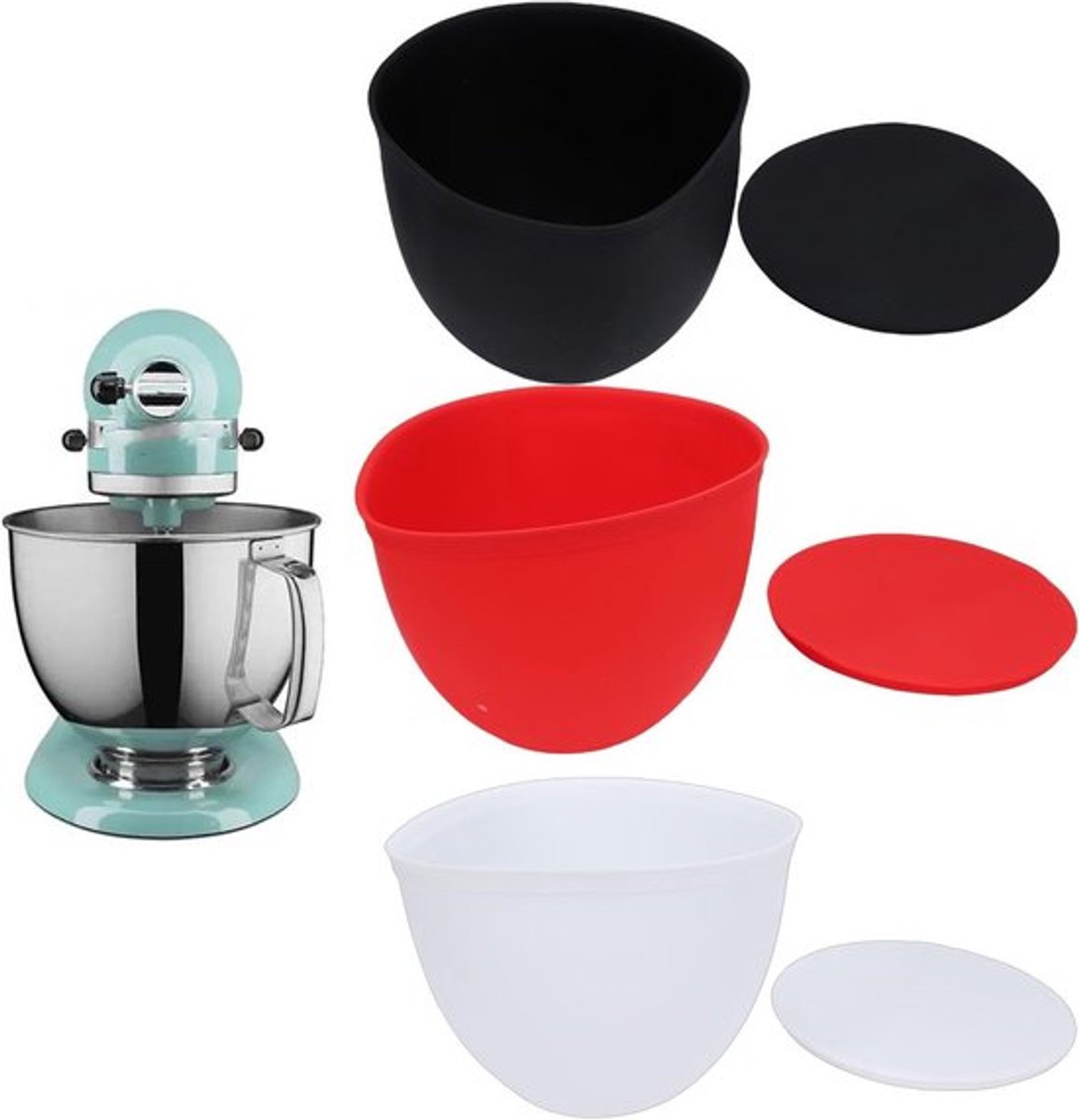 3-delige Siliconen Liner Set voor 5 Qt Keukenmixers, Accessoires en Deksel, Perfect voor Koken en Bakken