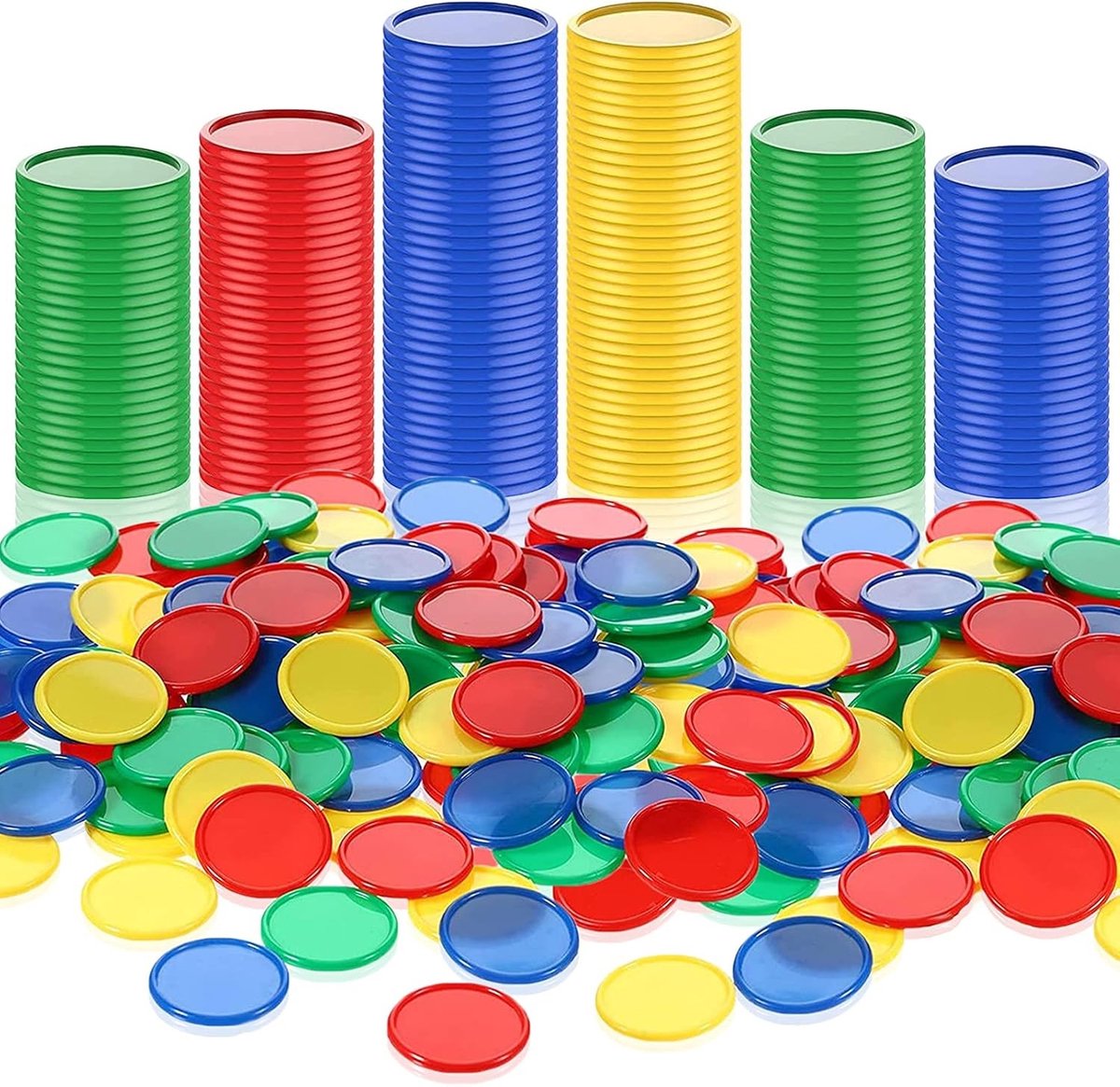 400 Stuks Plastic Poker Chips in 4 Kleuren, 2.5 cm, Ideaal voor Spellen, Leren en Beloningen