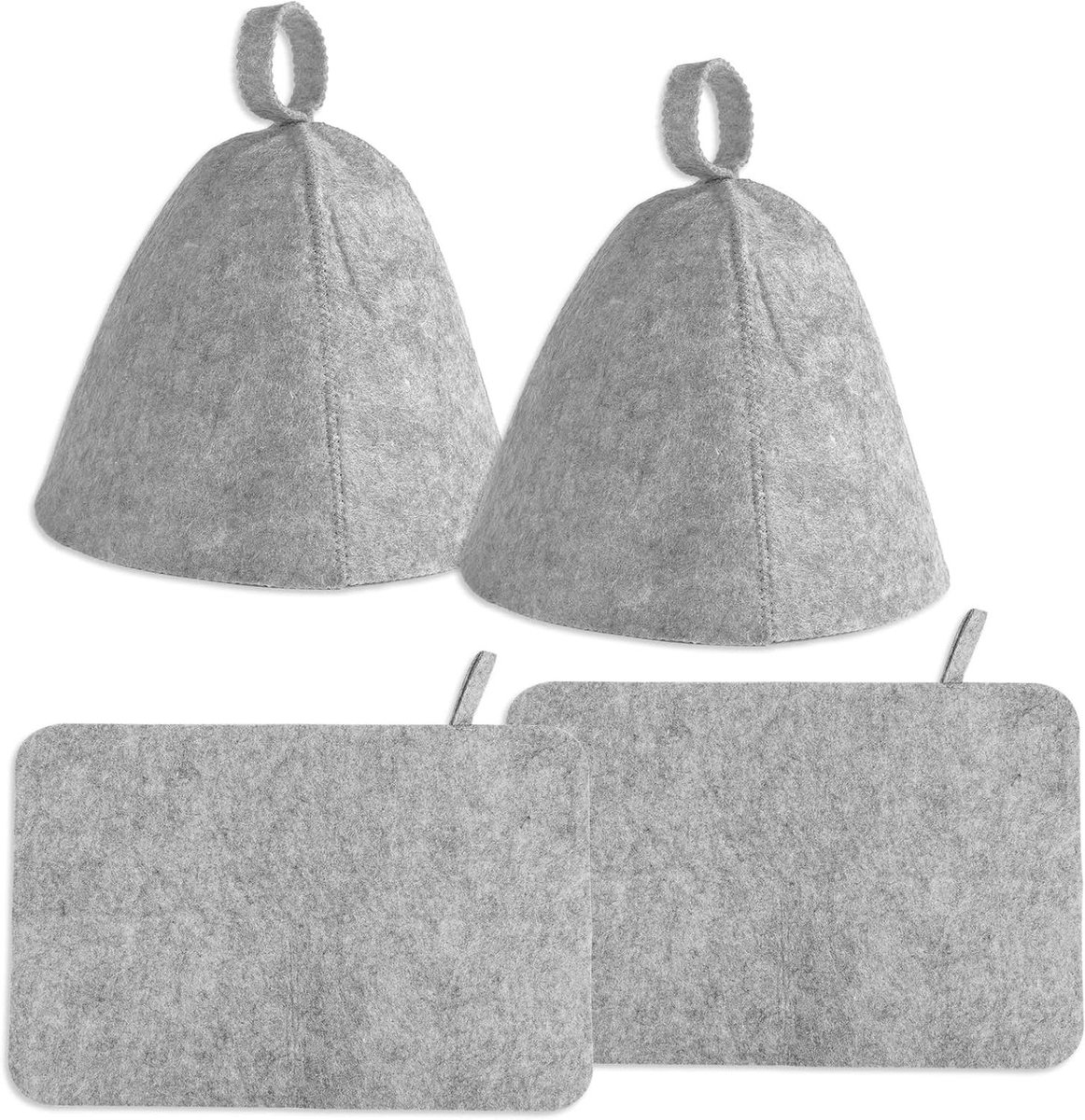 Sauna Set - Hoofddeksel en Mat - Ontspanning in Sauna - Absorberend Vilt Materiaal - 2 Stuks Hoeden 2 Matten