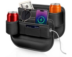 Autostoel organizer voor smalle kieren 0,5-3 cm - hoogwaardig PU leer - voorkomt vallen van telefoons/sleutels - ShopVlot