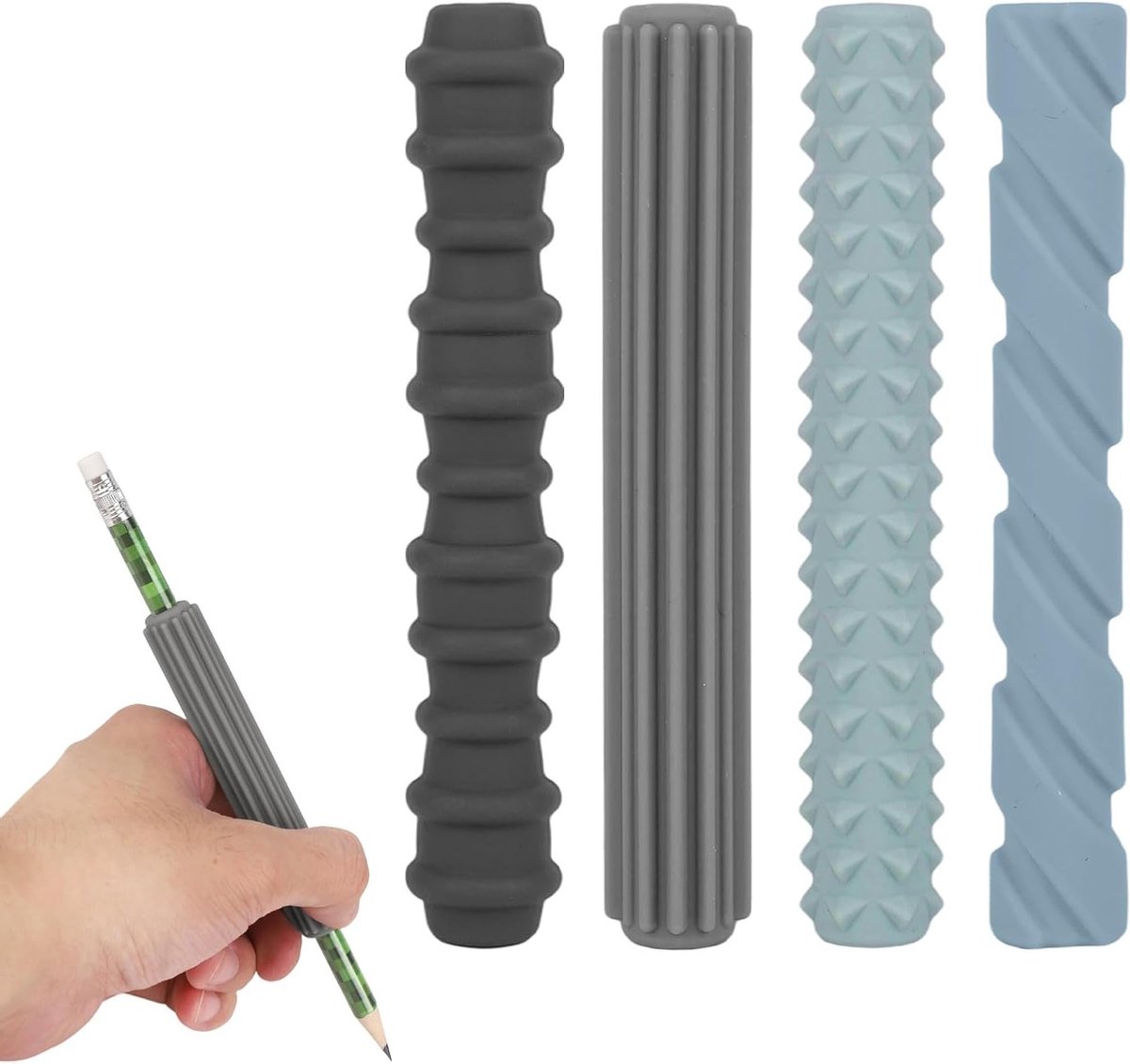 Ergonomische Penhouders voor Kinderen - 4 Stuks, Textuur Silicone Schrijfhulpmiddelen, Verbeter de Grip en Schrijfervaring