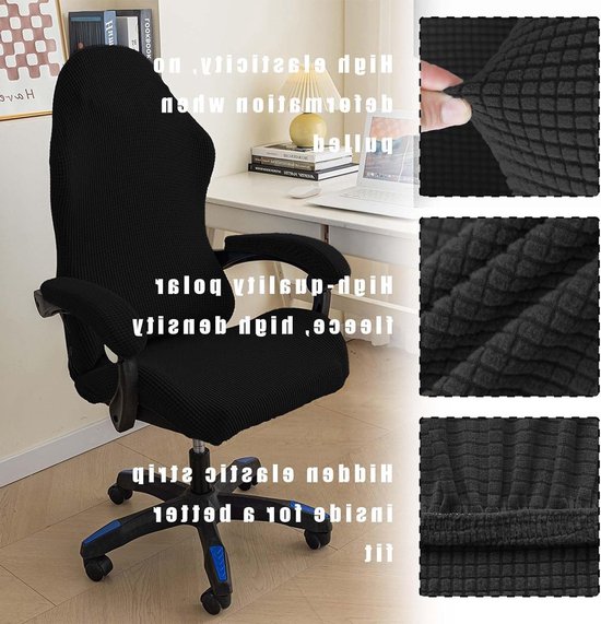 Set van 4 Gaming Stoelhoezen met Rits voor Kantoor- en Computerstoelen - Bescherming en Stijl voor Draaiende Stoelen in Zwart — afbeelding 2