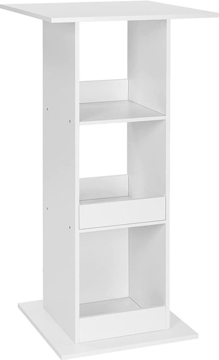 Saphly Bartafel Wit - Vierkant en Met opbergruimte - Geschikt voor Binnen, Eetkamer, Woonkamer en Kantoor
