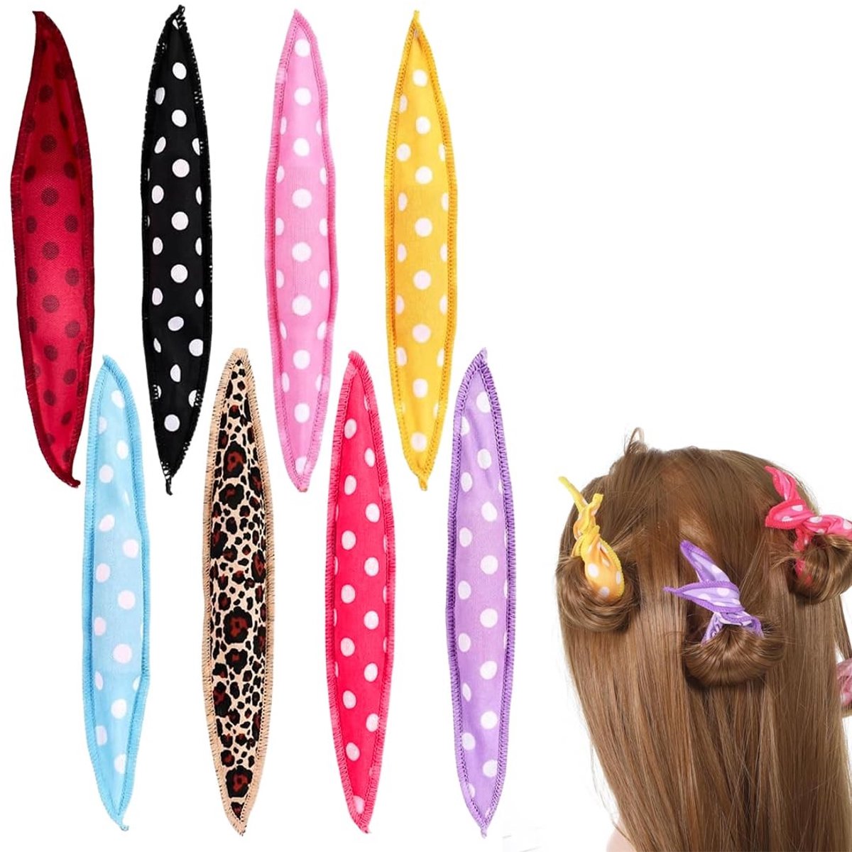 Dailygoods - 8 Stuks Papiloten met Stippen - Hittevrije Krulspelden voor Dames