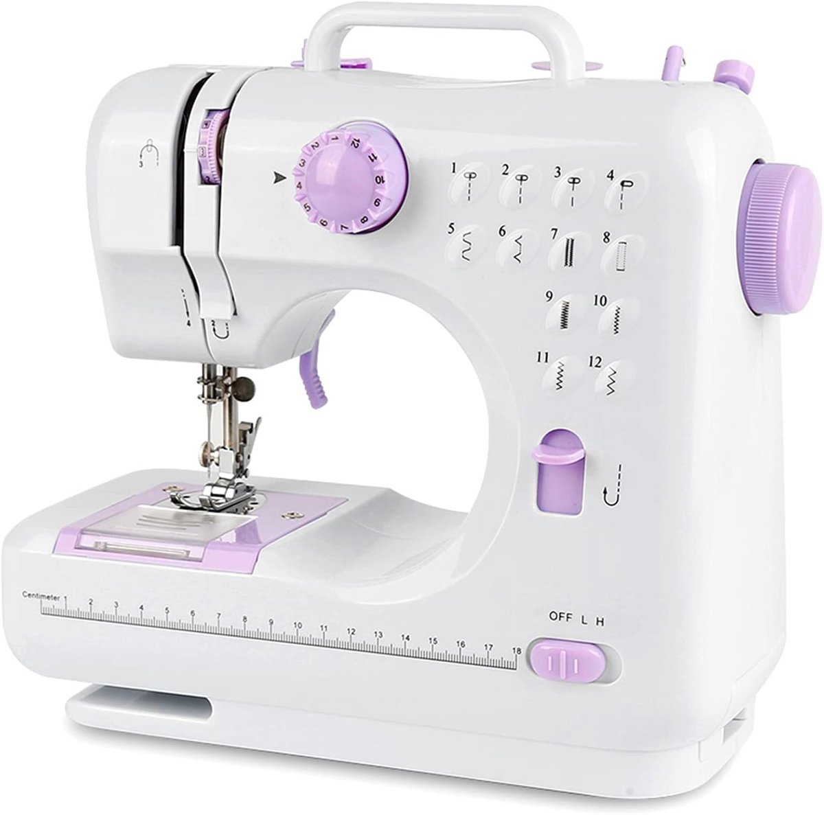 Mini Draagbare Naaimachine - Wit - 505A - Semi-Automatische Naaimachine met Voetpedaal - Voor Stof en Denim