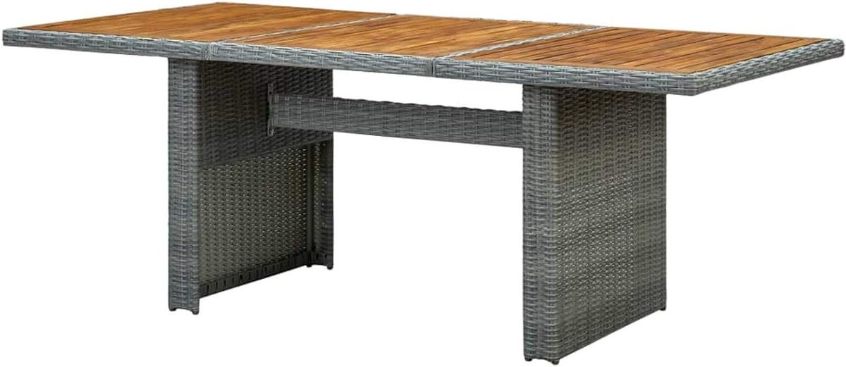 Buiten bijzettafel - Tuinmeubel - Buiten dineren - Stevig acaciahouten blad - 200 x 100 cm - Lichtgrijs