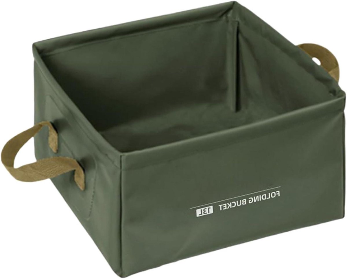 Outdoor Vouwemmer - Opvouwbare Emmer - Kamperen Vissen - Scheurvast PVC Mesh - 13 Liter - Legergroen