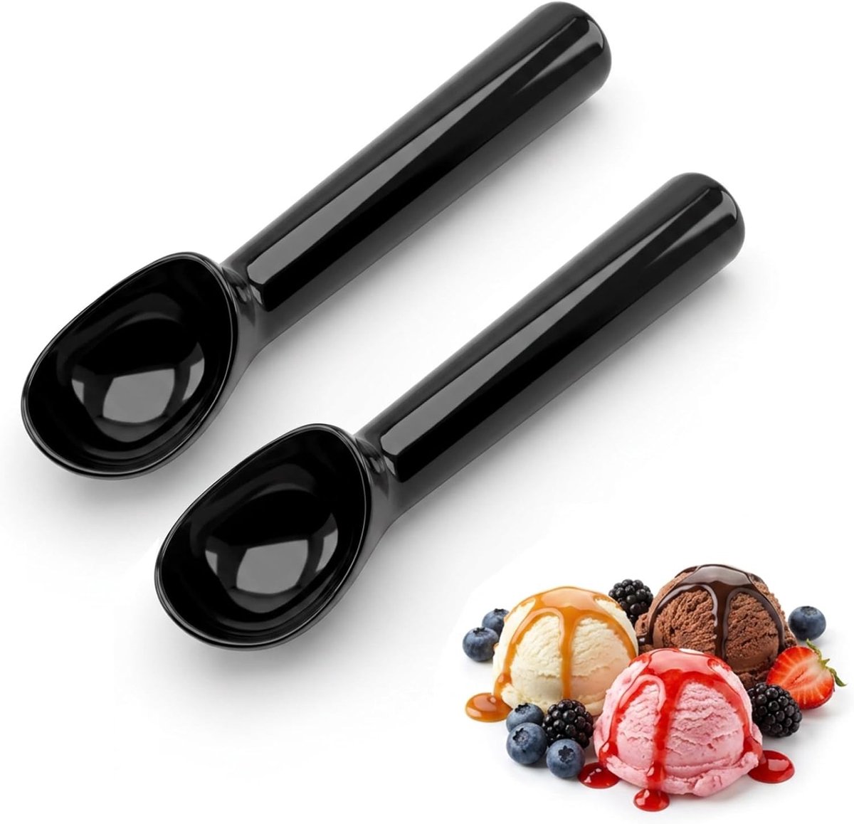 Set van 2 robuuste ijsschepjes met anti-aanbaklaag, ideaal voor het maken van perfecte ijsballen, sorbet en meloenballen, 18 cm lang