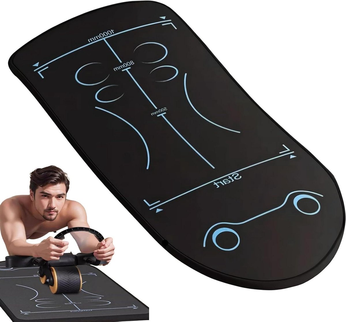 Ab Roller Mat - Oefenmat Core - Thuis Fitness - Antislip Kniebescherming - 150x60 cm - Niet gespecificeerd