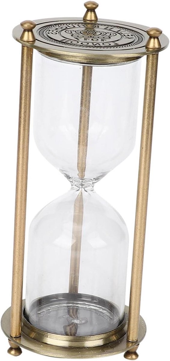 Zandloper Decoratie - Zandtimer Ornament - Tijd Meten - Met Legering Basis - 21 cm Hoog - Transparant