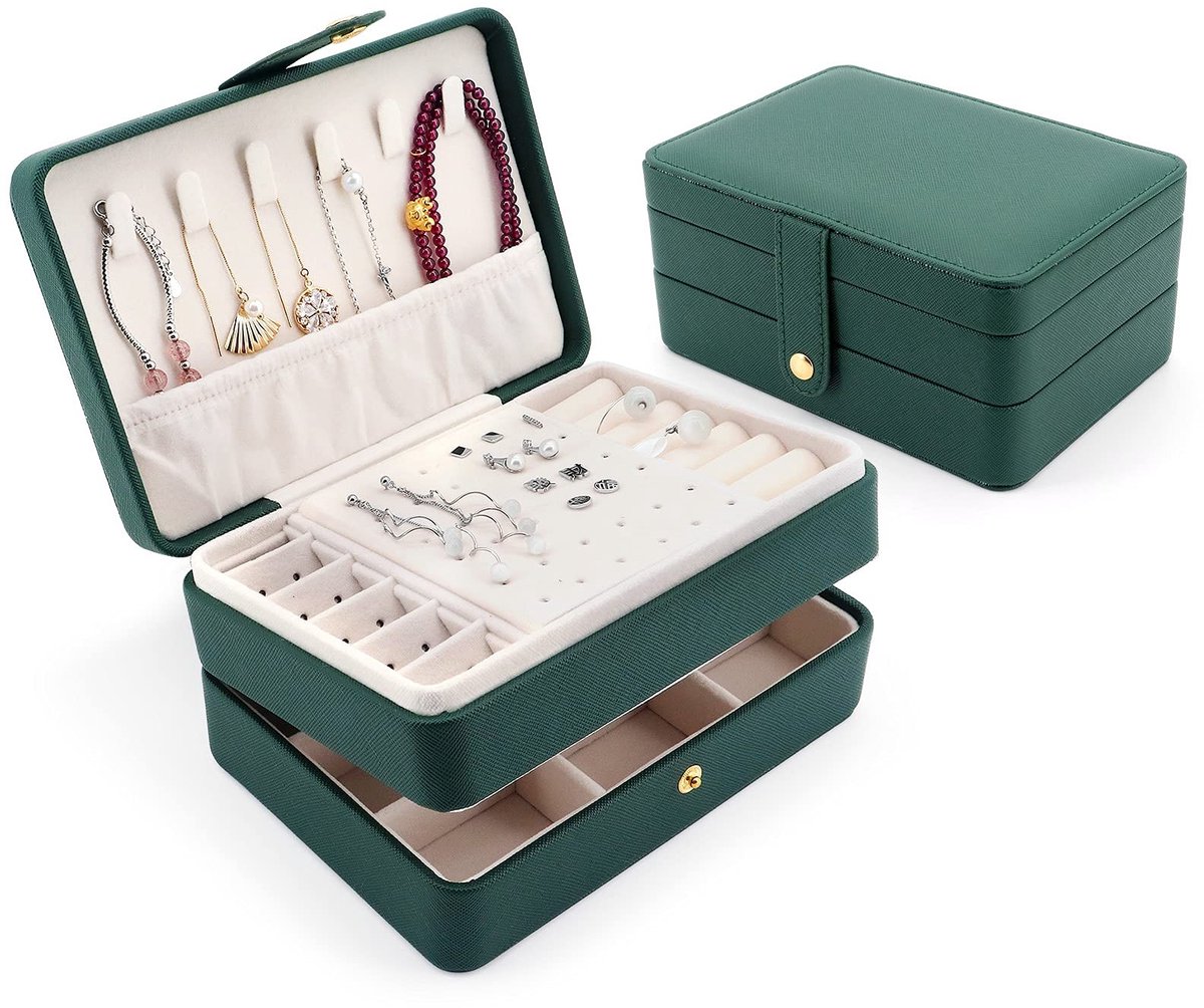 Omgoods - Sieraden Organizer voor Vrouwen, Groene Reiskoffer